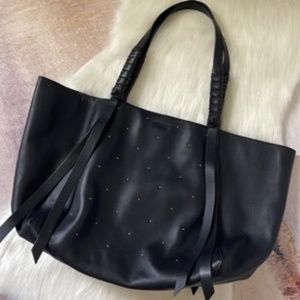 Allsaints Large Kathi Studded Black Leather Tote Bag